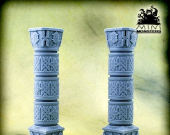 DWARVEN PILLARS - 28mm 32mm Scale | Dungeons and Dragons | DnD Terrain | Fantasy | Resin | Wargaming terrain | Wargames | Mini Monsters