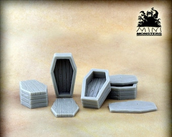 COFFINS - 28mm 32mm Scale | Wargaming terrain | Wargames | Dungeons and Dragons | DnD Terrain | Fantasy | Resin | Mini Monsters
