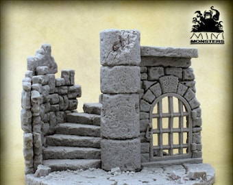 Resin Prison Tower Ruins – 28mm Wargaming Terrain, DnD Scenery