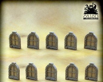 WINDOWS SET2 - 28mm 32mm Scale | Wargaming terrain | Wargames | Dungeons and Dragons | DnD Terrain | Fantasy | Resin | Mini Monsters