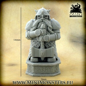ZWERG KRIEGER STATUE - 28 mm 32 mm Skala | Kriegsspiel-Gelände | Kriegsspiele | Dungeons and Dragons | DnD Gelände | Fantasie | Kunstharz | Mini-Monster