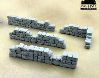 STONE WALLS SET3 - 28mm 30mm Scale | DnD Terrain | Fantasy | Resin | Wargaming terrain | Wargames | Mini Monsters