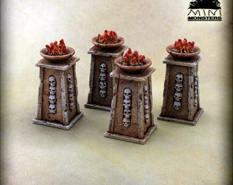 CURSED TOMB - Flame Plinths | 28-32mm | wargaming terrain | scenery | Dungeons and Dragons | DnD Terrain | Fantasy | Mini Monsters