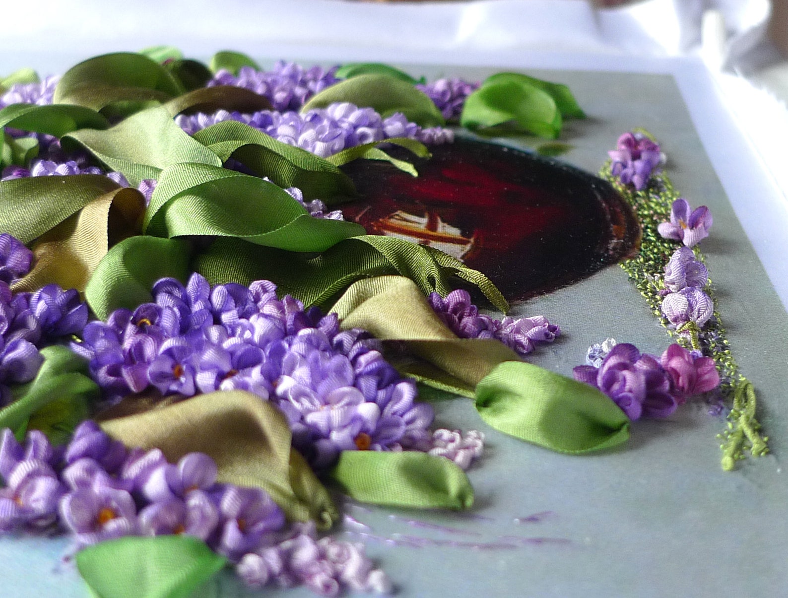 Lilac embroidery Floral embroidery Ribbon Silk Ribbons Bouquet Etsy