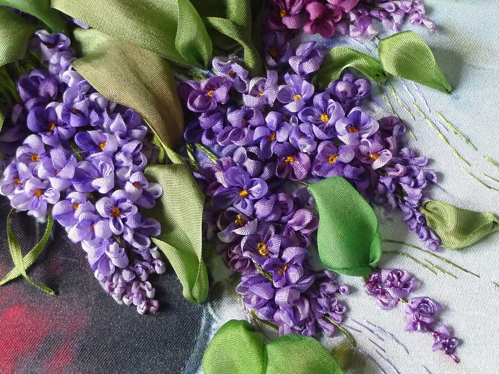 Lilac embroidery Floral embroidery Ribbon Silk Ribbons Bouquet Etsy