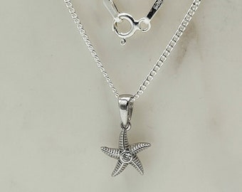 925 Sterling Silver Jellyfish Star Pendant | 10mm Star Charm Pendant Necklace | 20 Inch | Brand New