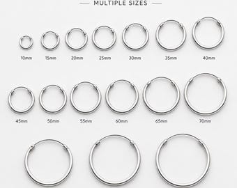 925 Sterling Silver Classic Sleeper Earring | Round Daily Hoop Earring | 8mm to 90mm All Size / Thickness New Pair