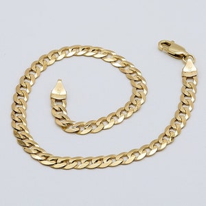 CARISSIMA Bracciale Unisex In Oro Giallo 9 Ct Con Catena Curb Piatta Da 5 Mm E Taglio Diamante, 18 Cm - Foto 5