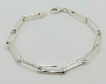 925 Sterling Silver 4mm Paperclip Bracelet | Oval Paperclip Link Bracelet | 7 Inch | Brand New