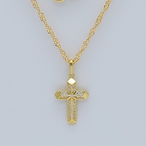 9ct Yellow Gold Mini Cross Pendant | Women Small Cross Necklace | 18 Inch Singapore Chain | 12mmx16mm | Brand New Gift Boxed