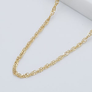 Real 9ct Yellow Gold 2mm Singapore Chain | 375 Gold Twisted Rope Link Necklace | 16&quot; 18&quot; 20&quot; 22&quot; 24&quot; Brand New