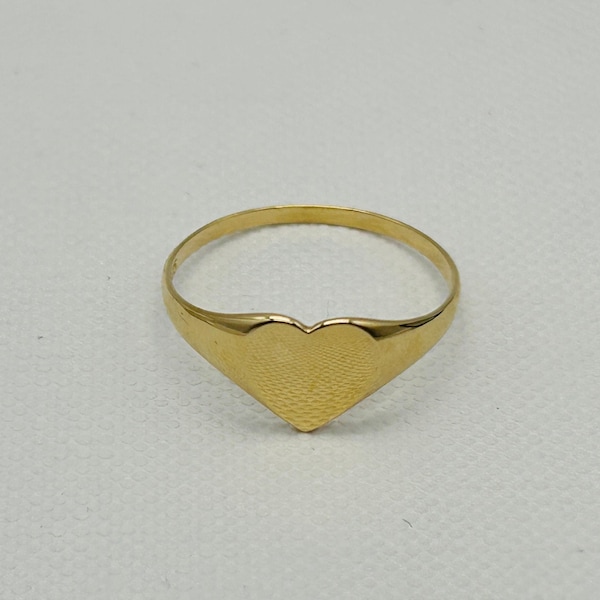 Genuine 9ct Yellow Gold Heart Signet Ring | Women Plain Small Heart Ring | 8mmx10mm | Brand New ALL SIZES