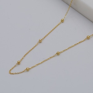 9ct Yellow Gold 1mm Ball Bead Chain | Women Flat Trace Bead Necklace | 16&quot; 18&quot; 20&quot; 22&quot; 24&quot; | Brand New Gift Boxed