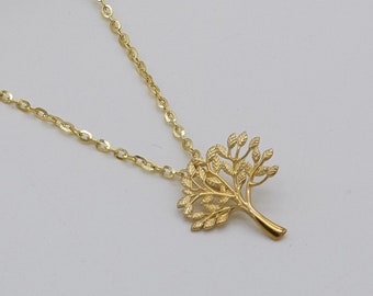 375 9ct Yellow Gold Tree of Life Necklace | Family Tree Pendant Necklace 18" | Brand New 1.5mm Rolo Chain