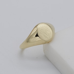 Genuine 9ct Yellow Gold Oval Plain Signet Ring | Personalised Men & Women Oval Signet Ring | Brand New G to U All Sizes Available