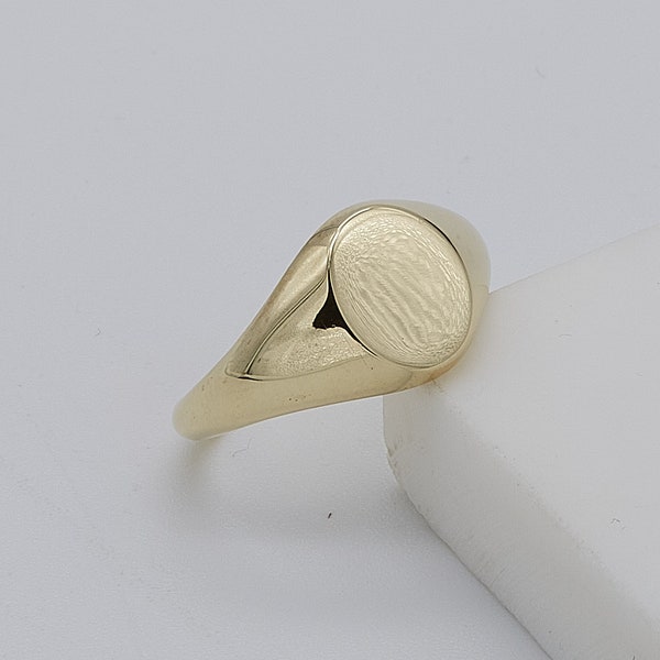 Genuine 9ct Yellow Gold Oval Plain Signet Ring | Personalised Men & Women Oval Signet Ring | Brand New G to U All Sizes Available