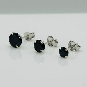925 Sterling Silver Round Onyx Stud Earring | 3mm 4mm 5mm Stud Earring | Men&Women Stud Earring | Brand New Pairs