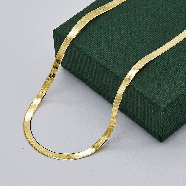 Genuine 9ct Yellow Gold 3mm Flat Snake Chain | Snake Chain Necklace | Herringbone Chain | 16" 17" 18" 20" Brand New Gift Boxed