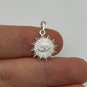 Halsband med solsken och onda ögon i 925 sterlingsilver | 12 mm skyddande berlockhänge | Endast hänge - 40 cm 50 cm 60 cm helt nytt