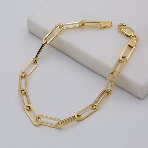 9ct Yellow Gold Women Paperclip Bracelet | 5mm Gold Paperclip Bracelet | 7.5 Inches | 375 Hallmarked | Brand New