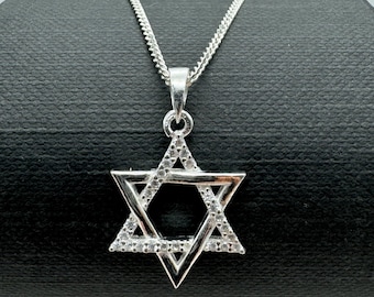 Echtes 925 Sterling Silber David Stern Anhänger | Davidstern Halskette | Nur Anhänger 18 "20" 22 "24" | Brandneues Geschenk