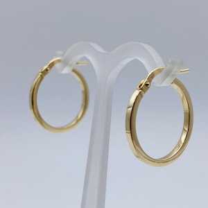 Genuine 9ct Yellow Gold 2mm Flat Hoop Earring | 375 Hallmarked Gold Round Plain Hoop Earring | Diamater 10mm-50mm | Brand New