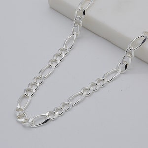 Echte 925 Sterling Silber Kette Figaro 5 mm | Men & Women Figaro Link-Halskette | 16 &quot;18&quot; 20 &quot;22 &quot;24&quot; nagelneu