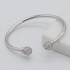 925 Sterling Silver Babies Double Torc Bangle | Ladies CZ Round Torc Bangle | Torque Baby&Women Bangle | Brand New