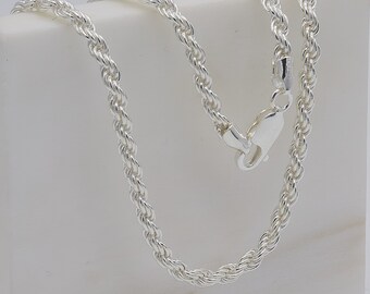 925 Sterling Silver Diamond Cut Rope Chain Necklace – 1.2mm, Lobster Clasp, Made In Italy, Choose 16-30 In