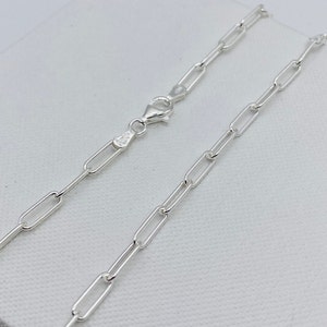 Echt 925 Silber Büroklammer Kette | Frauen 3 MM Paperclip Link-Halskette | Brandneu | 40cm 18cm 20cm 22cm 24cm 28cm