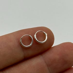 925 Sterling Silver 8mm Tiny Sleeper Earring | Small Hinged Hoop Earring | Brand New Single or Pair