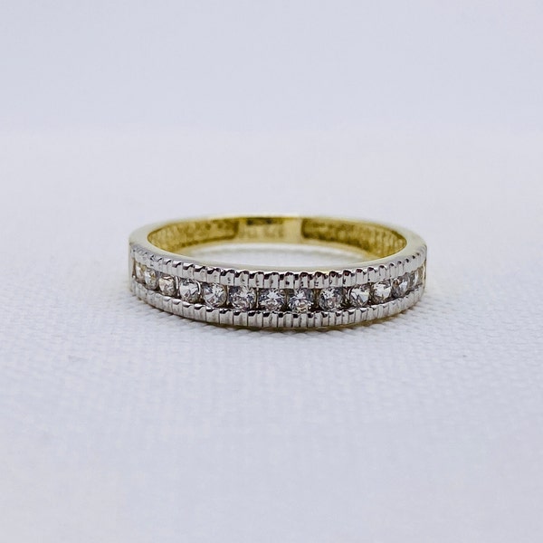 Genuine 9ct Gold 4mm Half Eternity CZ Ring | 375 Yellow Gold Channel Set Promise Ring | Brand New J to S All Sizes