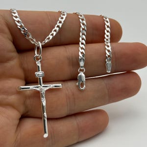 925 Sterling Silver Large Crucifix Pendant | Crucifix Cross Necklace | 18&quot; 20&quot; 22&quot; 24&quot; Only Pendant | Brand New