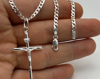 シルバーラージクロスネックレス、スターリングシルバーラージ十字架