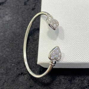 Sterling Silver Baby Double Heart Bangle Bracelet | Silver Girls Toddler CZ Torc Bangle | Brand New 5.5 Inches | Gift for Baby
