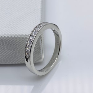 Genuine 925 Sterling Silver CZ Eternity Ladies Ring, Cubic Zirconia Stones Women Band Silver Rings, All Sizes Available, Average 3.2 gr