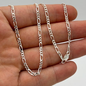 925 Sterling Silver 2mm Figaro Chain | Italian Figaro Link Necklace | 16" 18" 20" 22" 24" Length | Brand New