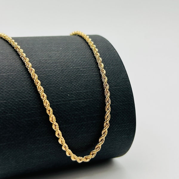 Genuine 9ct Yellow Gold Rope Chain | 2mm Twisted Rope Chain | Men & Women Rope Necklace | 16" 18" 20" 22" 24" ALL LENGTH |  Brand New