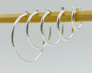 Orecchini A Cerchio Argento Sterling 925 Taglio Diamante: Tubo 2mm, Diametro 40mm - Regalo Ideale