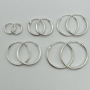 Silver Sleeper Hinged Earring | 1mm Round Hoop Earring | 925 Sterling Silver Sleeper Earring | 8mm to 70mm