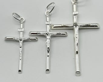 925 Sterling Silver Crucifix Pendant | Inri Cross Pendant Only | Small to Large ALL SIZE
