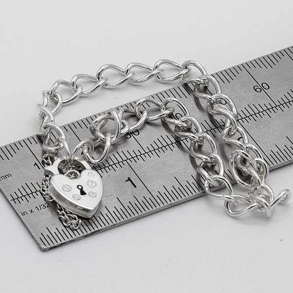 925 Sterling Silver Women Heart Padlock Bracelet | 4MM Oval