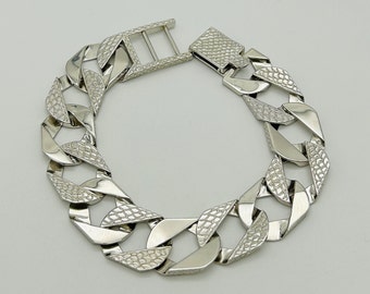 925 Sterling Silver 16mm Cast Bracelet | Mens Curb Cast Bracelet | Solid 39GR - 8.5 Inch | Brand New