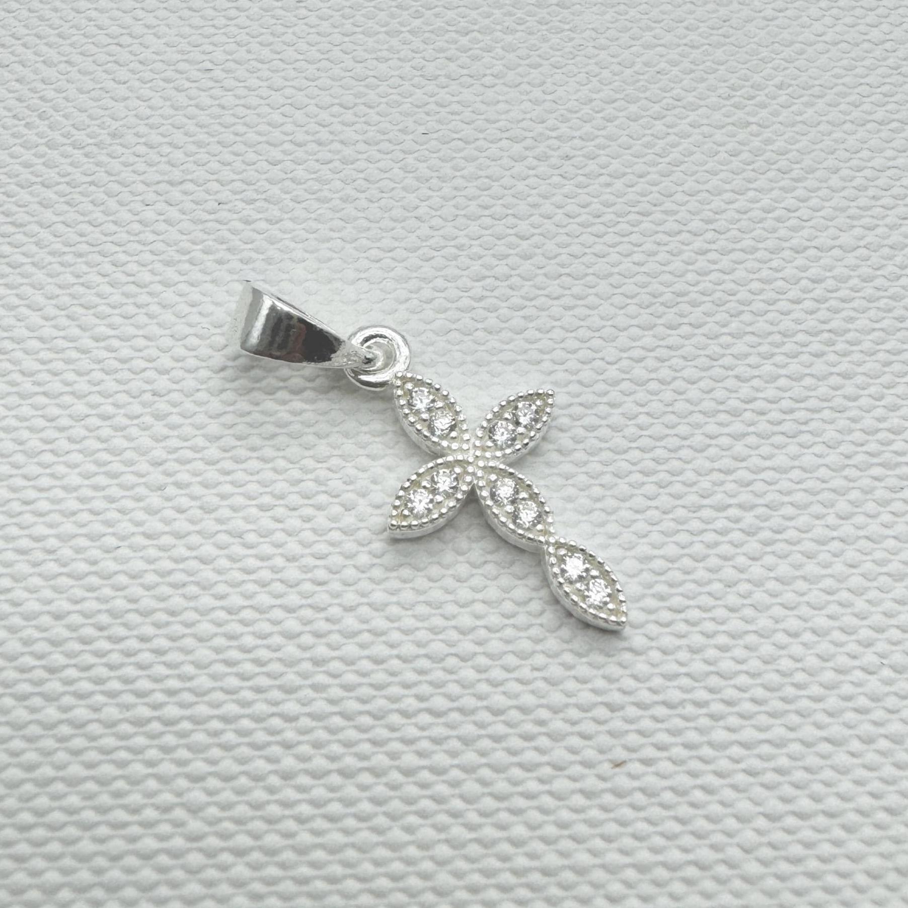 925 Sterling Silver Tiny Cross Pendant | Fancy Flower Cross Necklace ...