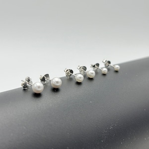 925 Sterling Silver Round Pearl Stud Earring Freshwater Pearl Studs Girls&Women Pearl Stud 3mm 4mm 5mm Brand New Pair image 10