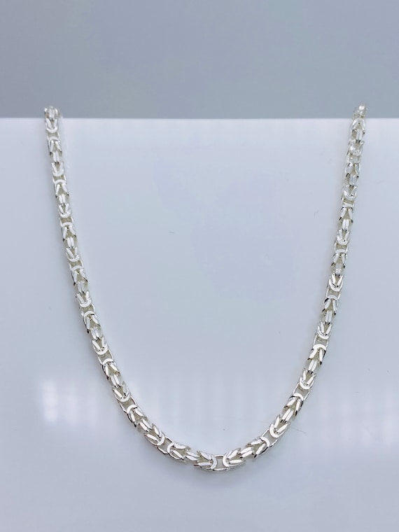 Solid 925 Sterling Silver Square Byzantine Chain | 3.5MM