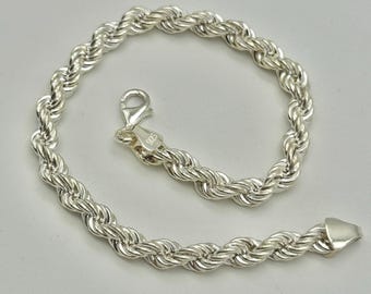 Pulsera de plata de ley 925 con eslabones trenzados de 5,5 mm / 19-22 cm / Nueva