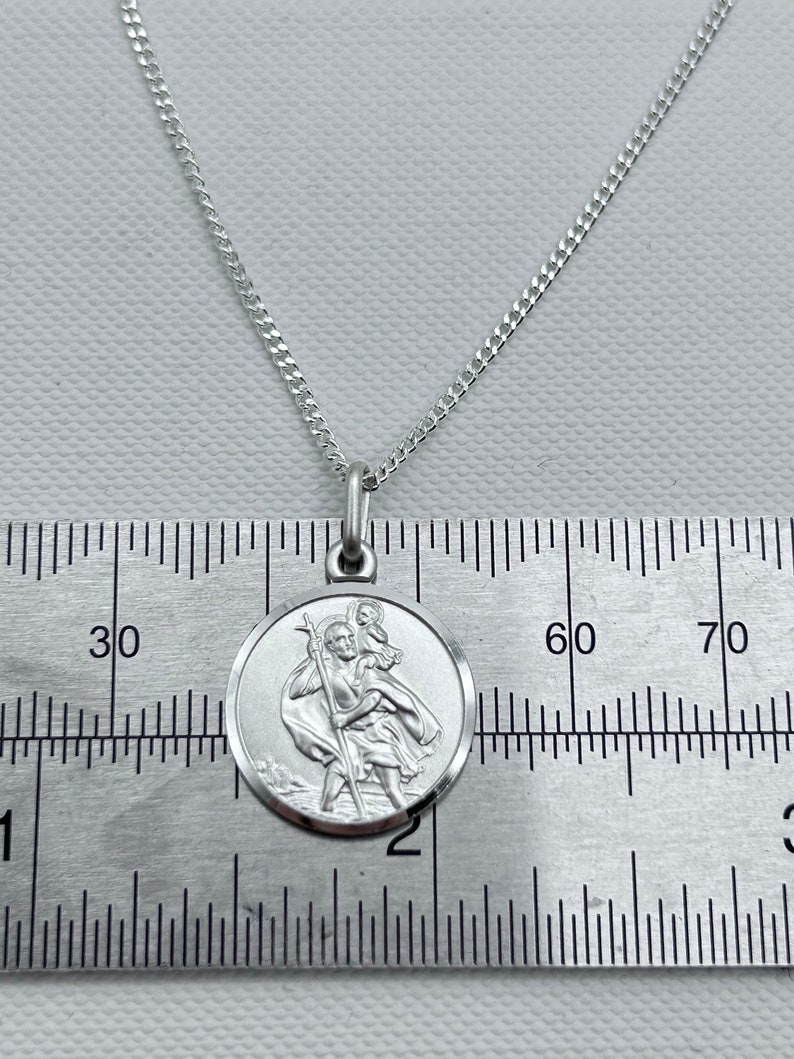 Genuine 925 Sterling Silver Saint Christopher Necklace | Round St ...