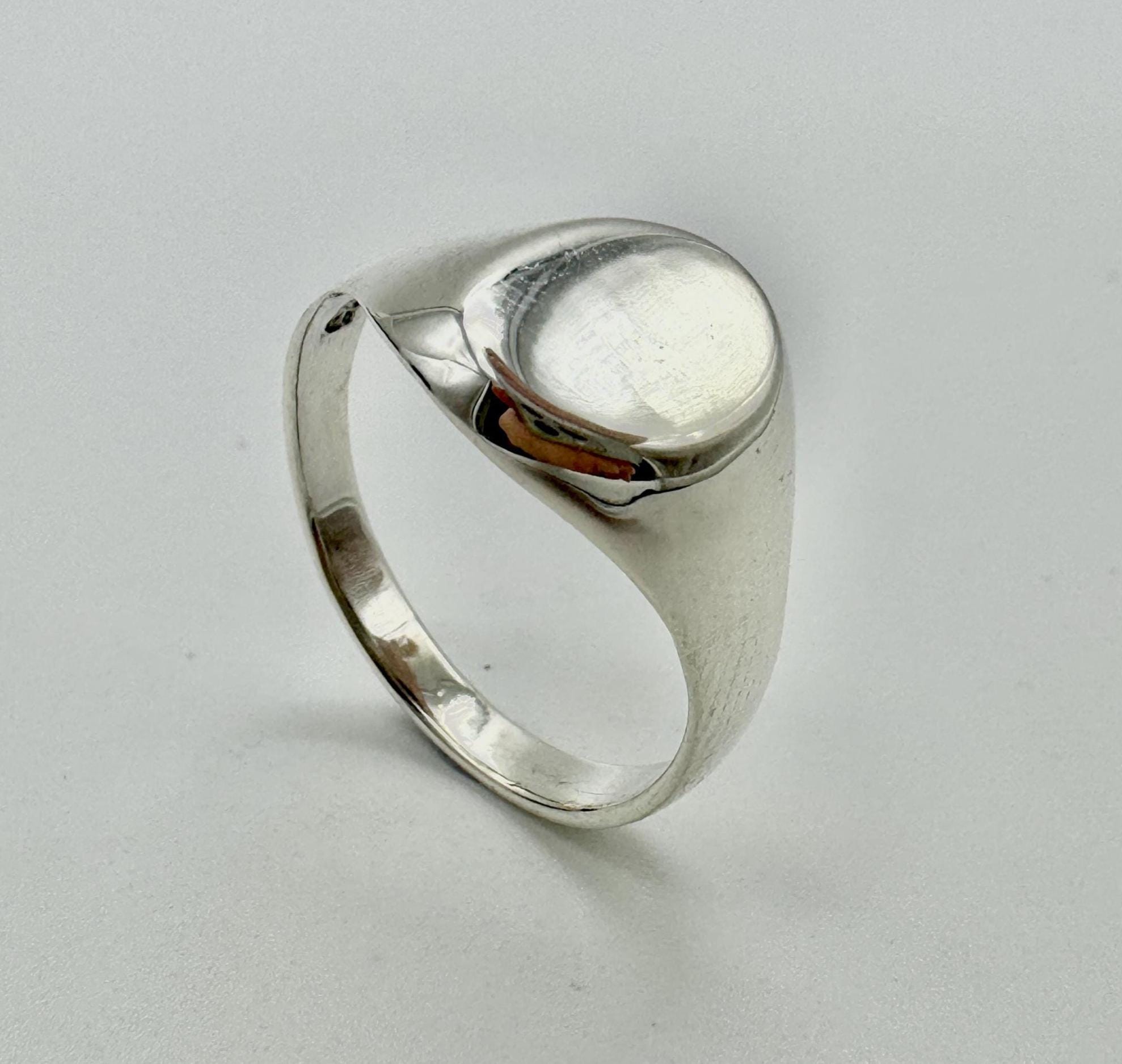 Solid 925 Sterling Silver Oval Signet Ring | Men&women Plain 12mm 