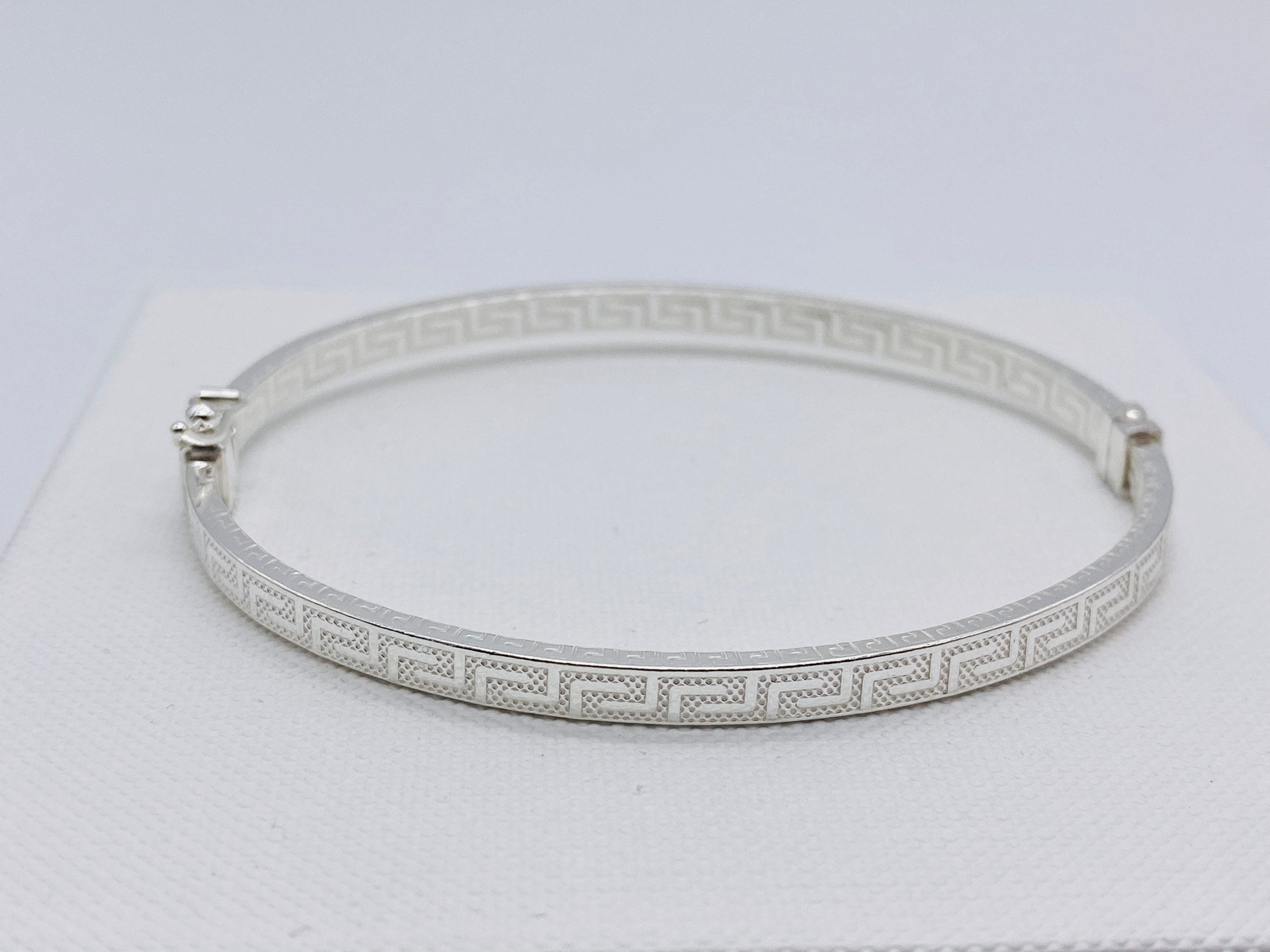 925 Sterling Silver Greek Design Bangle | Oval Greek Style Women Bangle ...